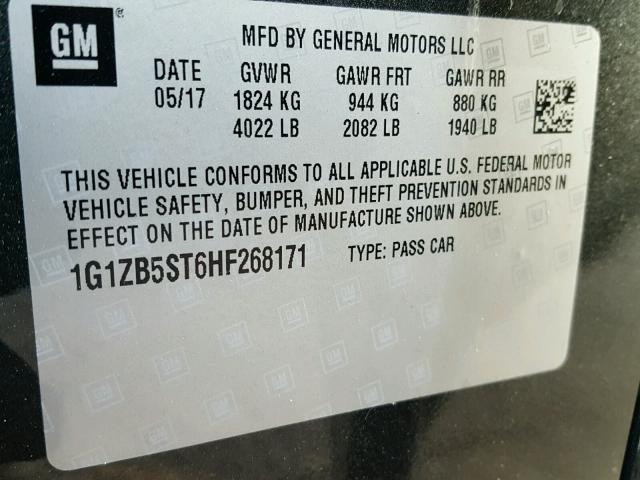 1G1ZB5ST6HF268171 - 2017 CHEVROLET MALIBU LS GRAY photo 10