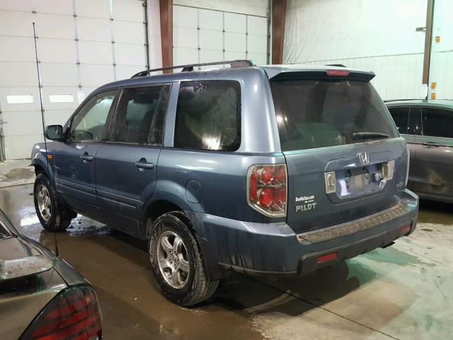 5FNYF18787B000204 - 2007 HONDA PILOT EXL BLUE photo 3