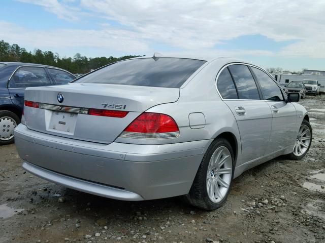 WBAGL63412DP55058 - 2002 BMW 745 I SILVER photo 4