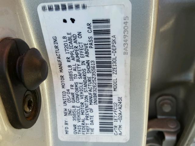 1NXBR32E25Z355613 - 2005 TOYOTA COROLLA CE GRAY photo 10