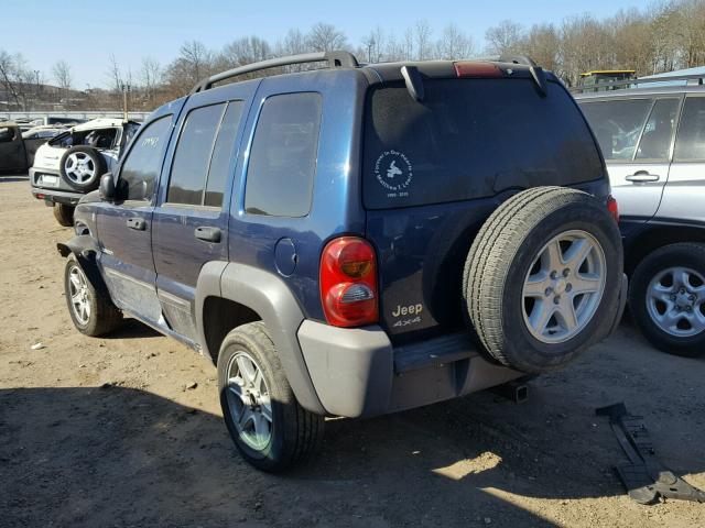 1J4GL48K14W265588 - 2004 JEEP LIBERTY SP BLUE photo 3