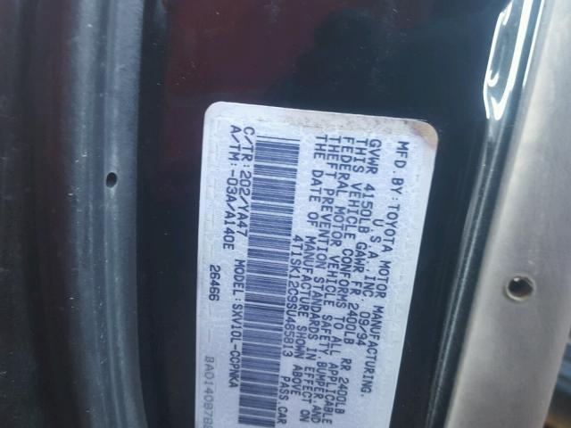 4T1SK12C9SU485813 - 1995 TOYOTA CAMRY LE შავი ფოტო 10