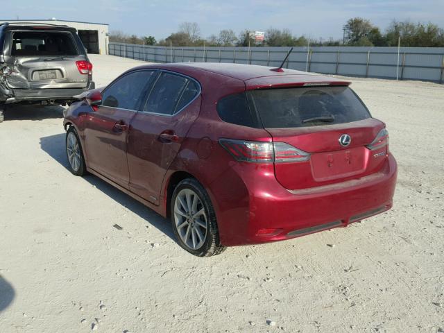 JTHKD5BH2B2015098 - 2011 LEXUS CT 200 MAROON photo 3