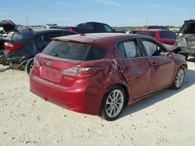 JTHKD5BH2B2015098 - 2011 LEXUS CT 200 MAROON photo 4