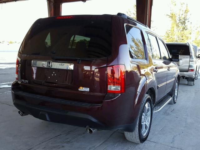 5FNYF3H54DB026529 - 2013 HONDA PILOT EXL BURGUNDY photo 4