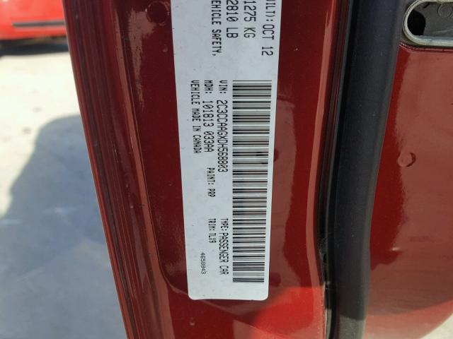 2C3CCAAGXDH568803 - 2013 CHRYSLER 300 RED photo 10