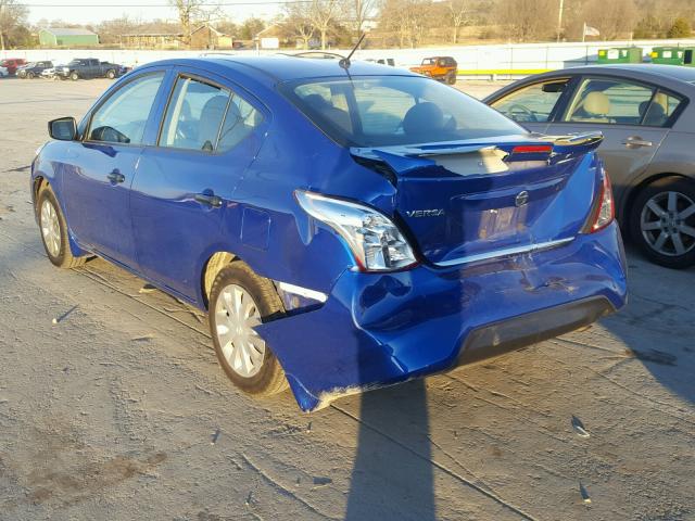 3N1CN7AP5HL861825 - 2017 NISSAN VERSA S BLUE photo 3