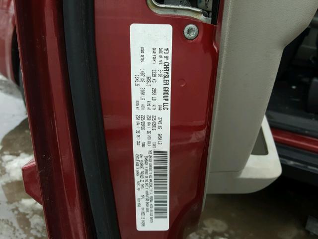 2D4RN3D17AR419163 - 2010 DODGE GRAND CARA MAROON photo 10