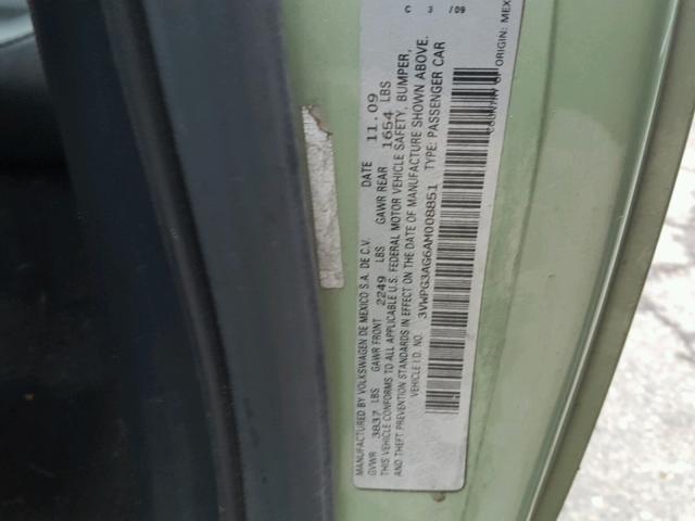 3VWPG3AG6AM008851 - 2010 VOLKSWAGEN NEW BEETLE 绿色 照片 10