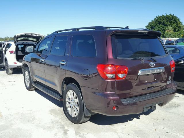 5TDKY5G16FS058813 - 2015 TOYOTA SEQUOIA LI BURGUNDY photo 3