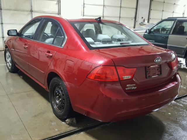 KNAGE228495352994 - 2009 KIA OPTIMA LX RED photo 3