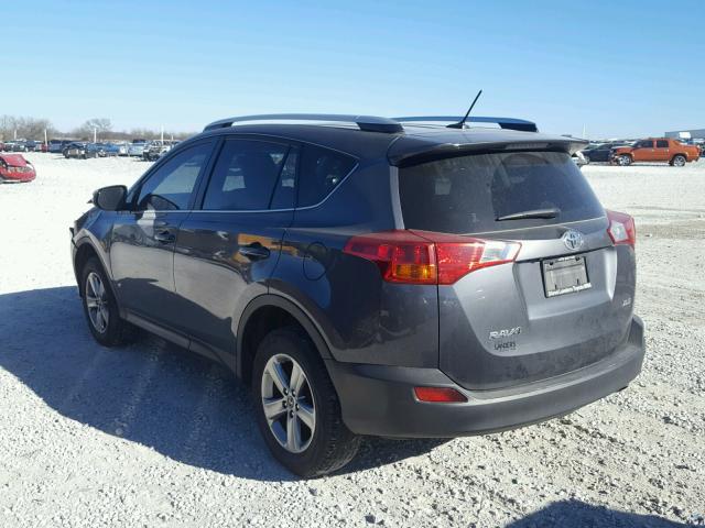 JTMWFREV0FD069435 - 2015 TOYOTA RAV4 XLE GRAY photo 3