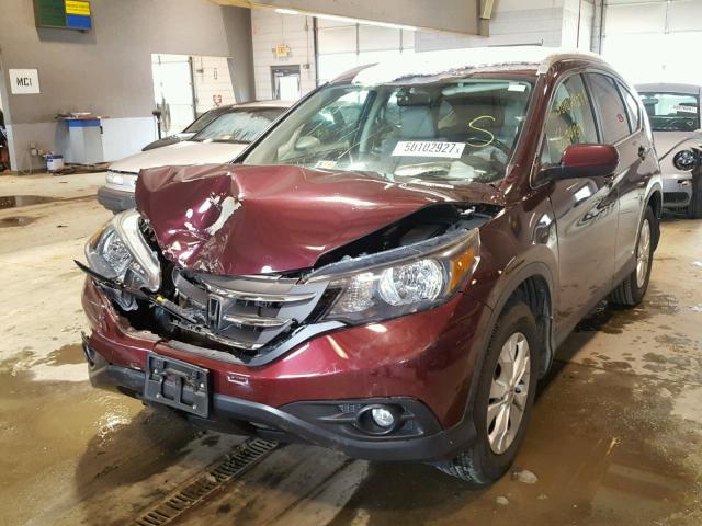 5J6RM4H7XDL031131 - 2013 HONDA CR-V EXL MAROON photo 2