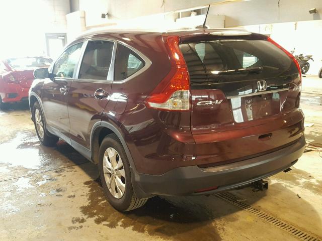 5J6RM4H7XDL031131 - 2013 HONDA CR-V EXL MAROON photo 3