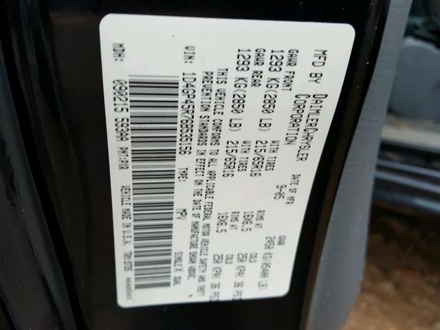 1D4GP45R76B535156 - 2006 DODGE CARAVAN SX BLACK photo 10