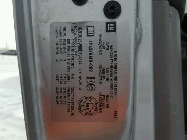 1GNDU23W08D194574 - 2008 CHEVROLET UPLANDER L SILVER photo 10