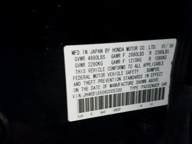 JH4KB16506C005300 - 2006 ACURA RL BLACK photo 10