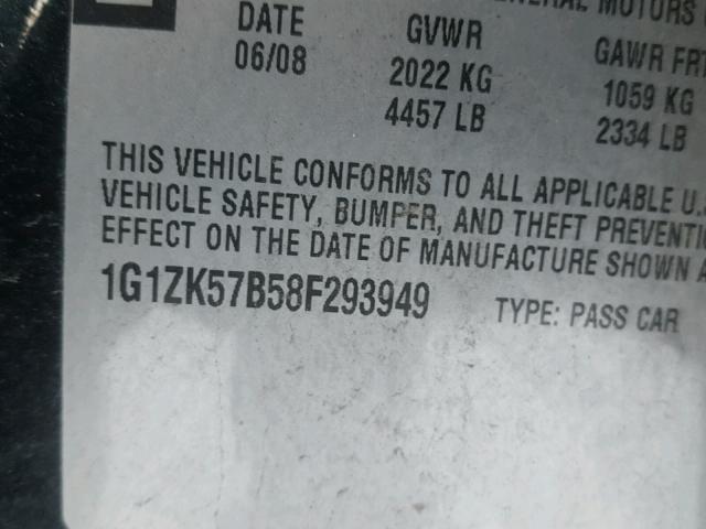 1G1ZK57B58F293949 - 2008 CHEVROLET MALIBU LTZ 黑色 照片 10