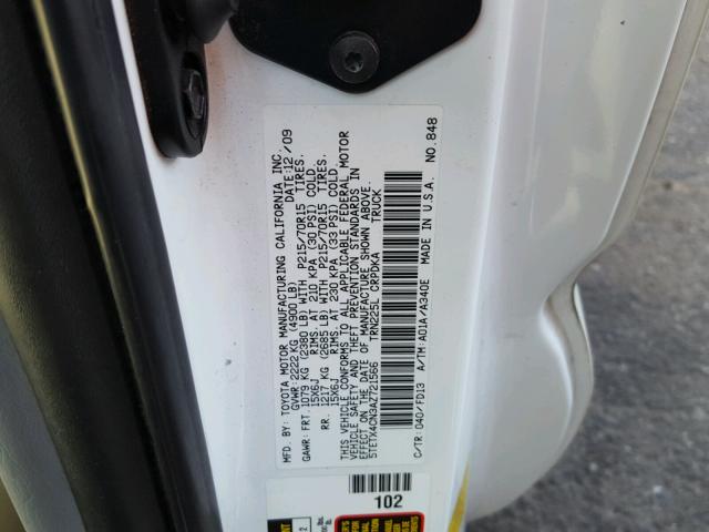 5TETX4CN3AZ721566 - 2010 TOYOTA TACOMA ACC WHITE photo 10