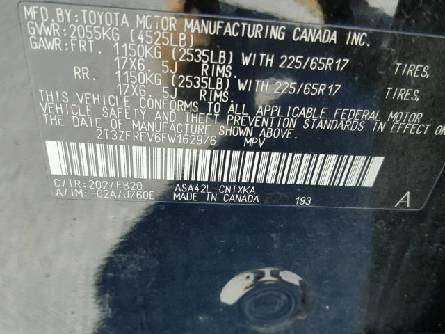 2T3ZFREV6FW162976 - 2015 TOYOTA RAV4 LE Qara foto 10