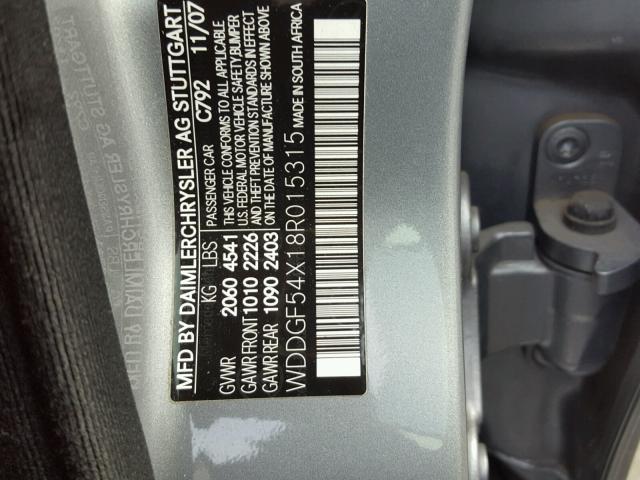 WDDGF54X18R015315 - 2008 MERCEDES-BENZ C 300 GRAY photo 10