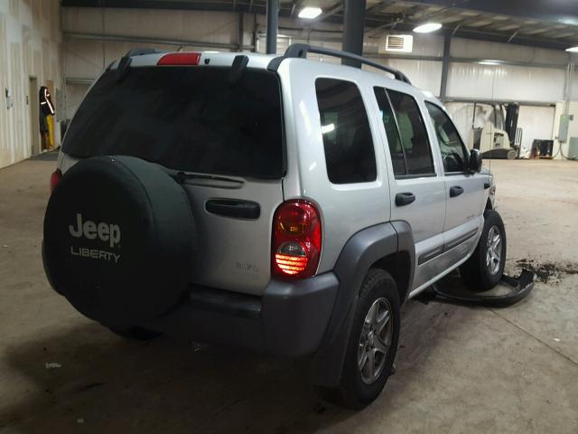 1J4GL48K23W708250 - 2003 JEEP LIBERTY SP SILVER photo 4