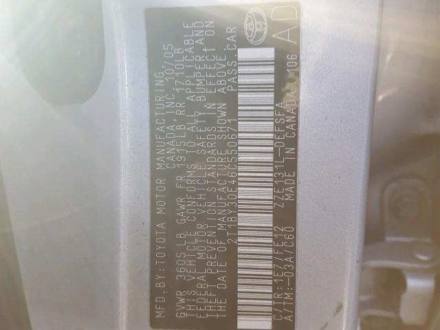 2T1BY30E46C550671 - 2006 TOYOTA COROLLA XR 蓝色 照片 10