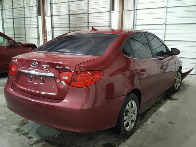 KMHDU4AD2AU103036 - 2010 HYUNDAI ELANTRA BL RED photo 4