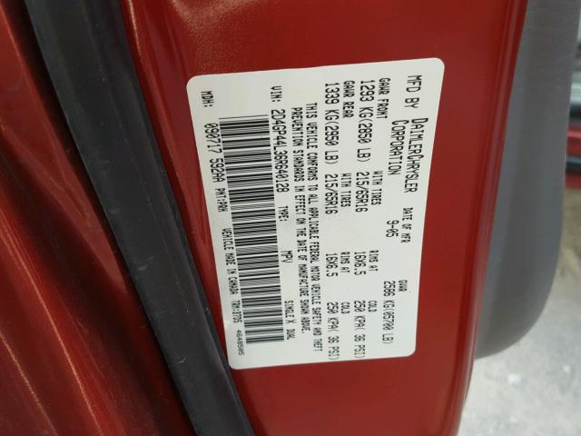 2D4GP44L36R640128 - 2006 DODGE GRAND CARA RED photo 10