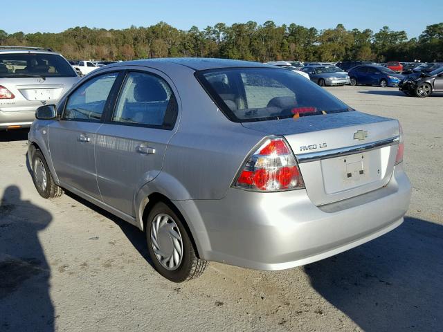 KL1TD56647B071590 - 2007 CHEVROLET AVEO BASE SILVER photo 3