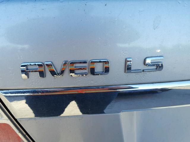 KL1TD56647B071590 - 2007 CHEVROLET AVEO BASE SILVER photo 9