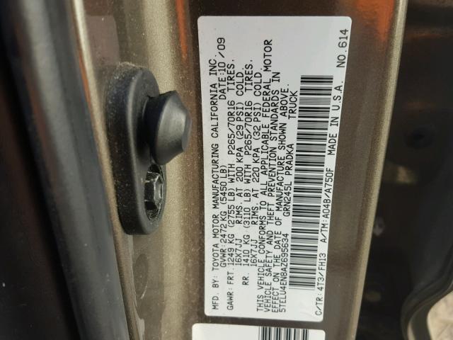 5TELU4EN8AZ695634 - 2010 TOYOTA TACOMA DOU GOLD photo 10