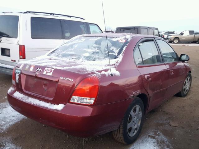 KMHDN45D23U637745 - 2003 HYUNDAI ELANTRA GL RED photo 4