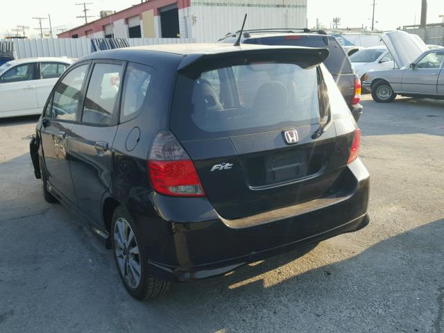 JHMGD37677S002968 - 2007 HONDA FIT S BLACK photo 3