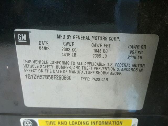 1G1ZH57B58F260660 - 2008 CHEVROLET MALIBU 1LT 黑色 照片 10