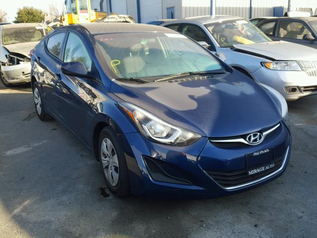 5NPDH4AE4GH678193 - 2016 HYUNDAI ELANTRA SE BLUE photo 1