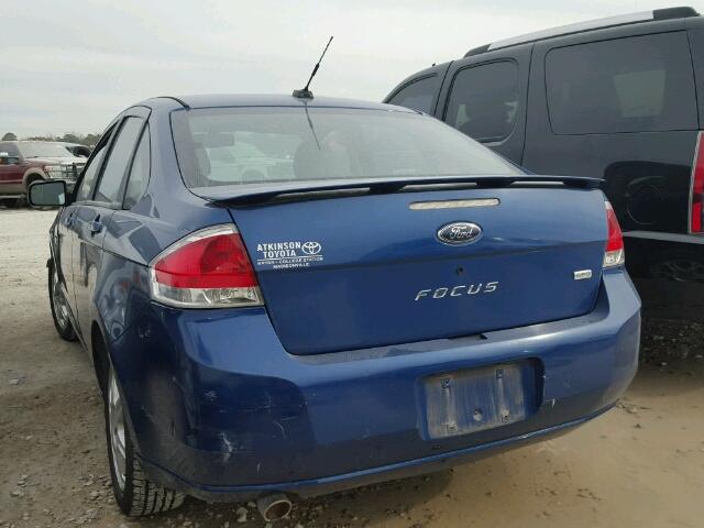 1FAHP35N78W113740 - 2008 FORD FOCUS SE BLUE photo 3