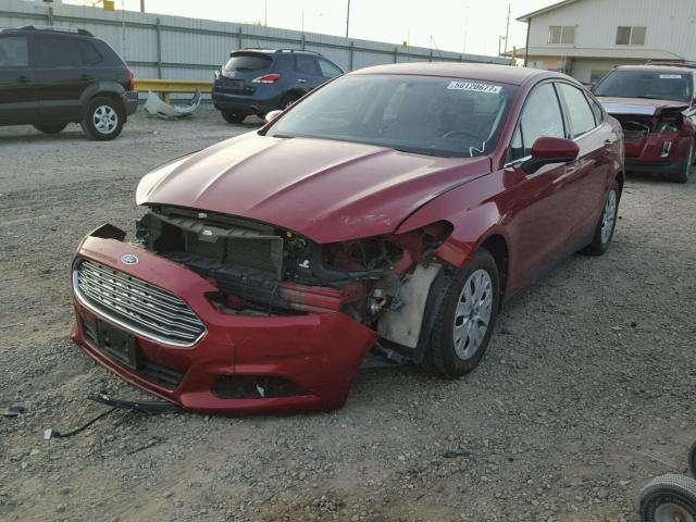 3FA6P0G7XDR119906 - 2013 FORD FUSION S RED photo 2