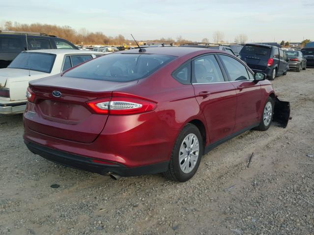 3FA6P0G7XDR119906 - 2013 FORD FUSION S RED photo 4