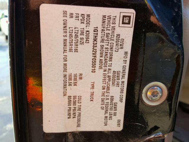 1GTHK33J2VF055010 - 1997 GMC SIERRA K35 BLACK photo 10