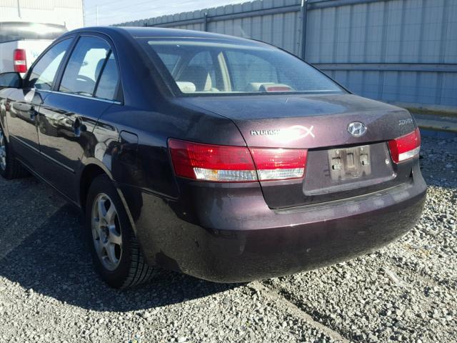 KMHEU46C66A079532 - 2006 HYUNDAI SONATA GLS BURGUNDY photo 3