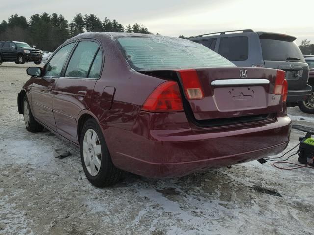 2HGES267X2H609189 - 2002 HONDA CIVIC EX MAROON photo 3