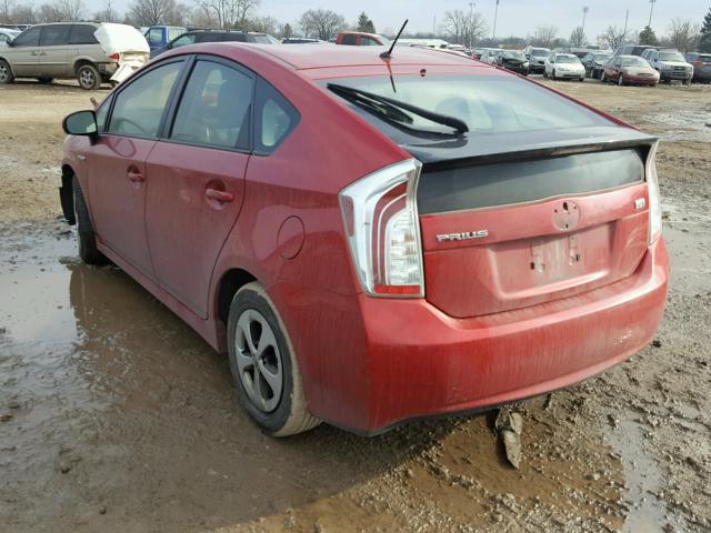 JTDKN3DU4C5463131 - 2012 TOYOTA PRIUS RED photo 3