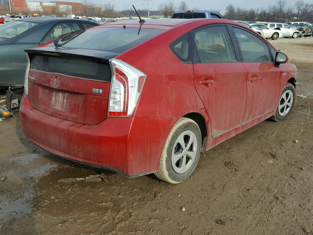 JTDKN3DU4C5463131 - 2012 TOYOTA PRIUS RED photo 4