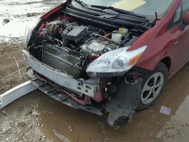 JTDKN3DU4C5463131 - 2012 TOYOTA PRIUS RED photo 9