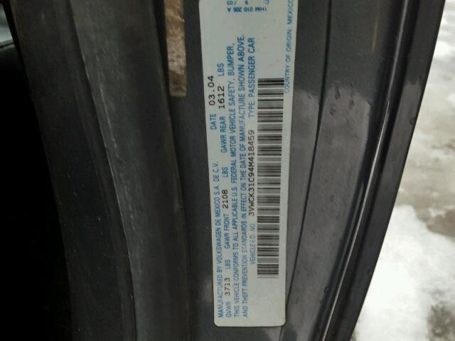 3VWCK31C94M418459 - 2004 VOLKSWAGEN NEW BEETLE ნაცრისფერი ფოტო 10