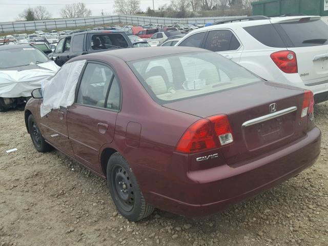 1HGES26763L033394 - 2003 HONDA CIVIC EX 勃艮第红 照片 3