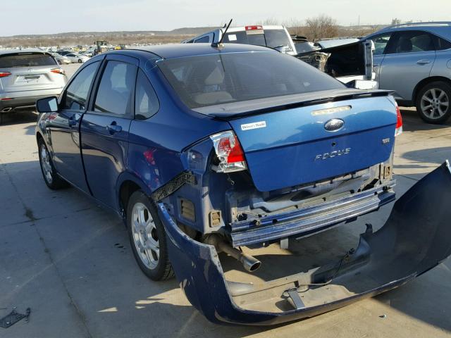 1FAHP35N18W184349 - 2008 FORD FOCUS SE BLUE photo 3