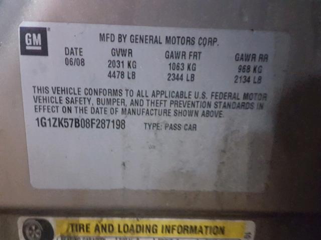 1G1ZK57B08F287198 - 2008 CHEVROLET MALIBU LTZ 灰色 照片 10