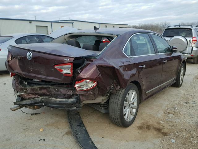 1VWCH7A31DC042170 - 2013 VOLKSWAGEN PASSAT SEL MAROON photo 4